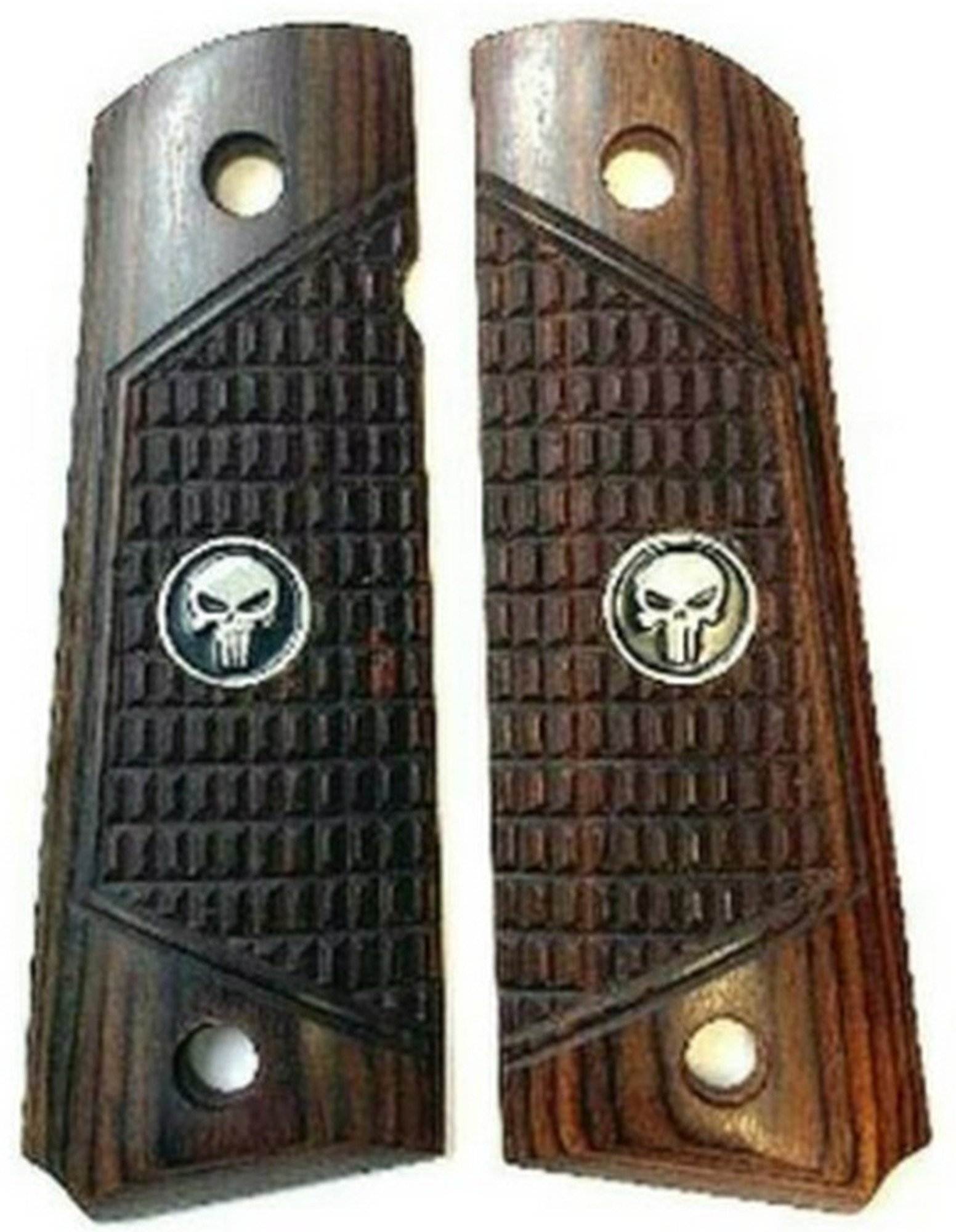 1911 Outback Rosewood Black Punisher Medallions Full Size Grips